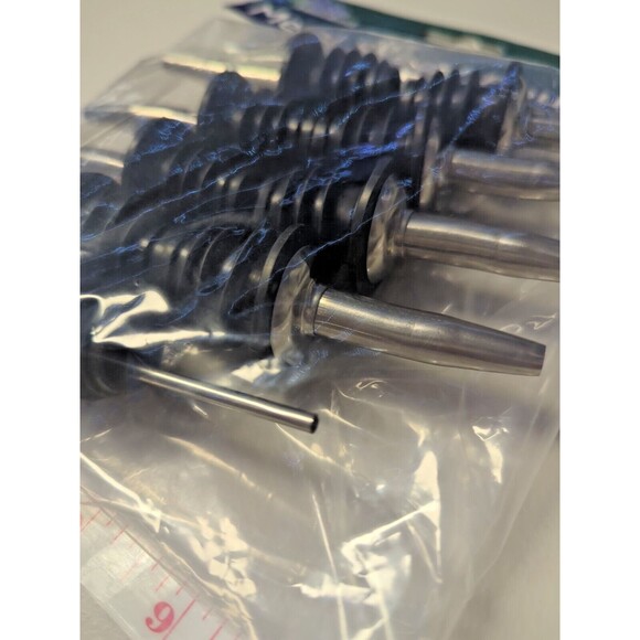 Metal Speed Pourers Set of 9 stainless Steel Finish NEW - Plastic Cork - Picture 2 of 5